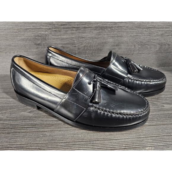 Cole Haan Other - Cole Haan Men’s Black Leather Tassel Loafers Size 8.5W– Classic Dress Shoes